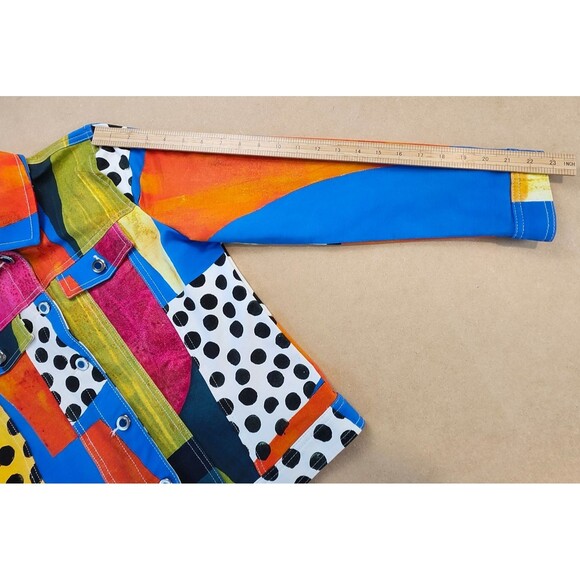Simply Art by Dolcezza Jacket Multi-Color Abstract Print Artsy Blazer Size Small - Picture 11 of 12